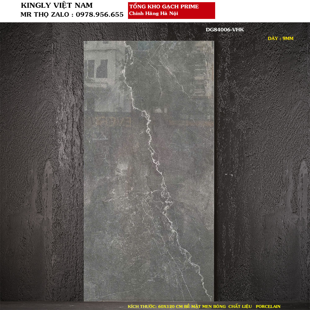 Gạch lát nền Prime 60x120 cm DG84006 Màu xám ghi